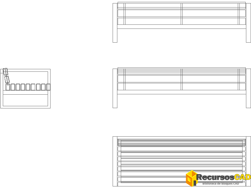 Bloques DWG de Bancos Urbanos: Vistas en Planta y Alzados