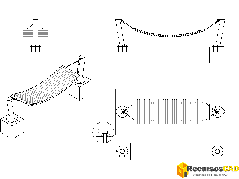 Bloques DWG de Bancos Urbanos: Vistas en Planta y Alzados