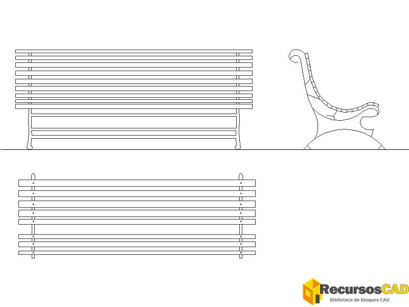 Bloques DWG de Bancos Urbanos: Vistas en Planta y Alzados