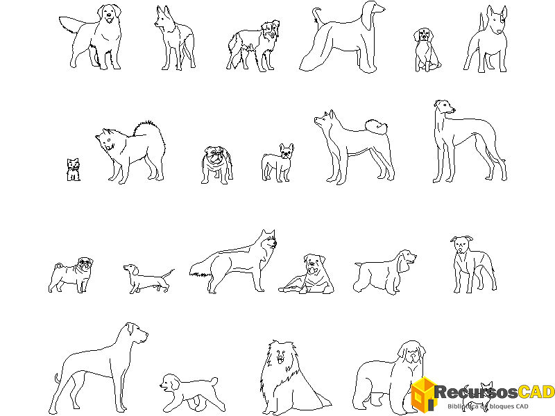 Bloques DWG de Perros en Alzado