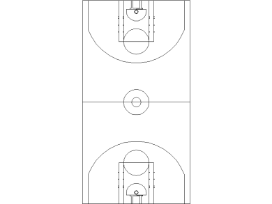 Bloques DWG de canchas de básquetbol NBA