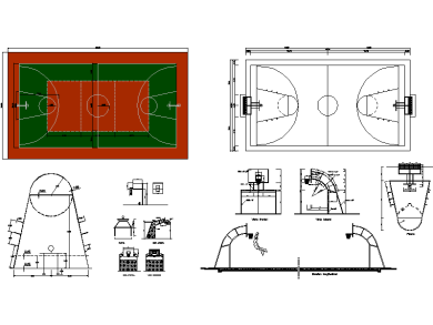 Bloques DWG de canchas y campos de básquet