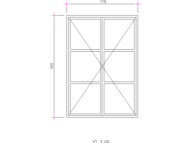 Bloques DWG de Puerta acristalado doble acotado