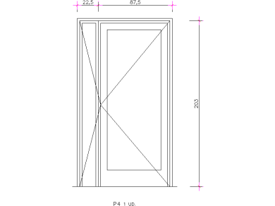 Bloques DWG de Puerta acristalado 1 hojas acotado