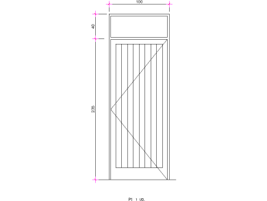 Bloques DWG de Puerta acristalado 1 hojas acotado