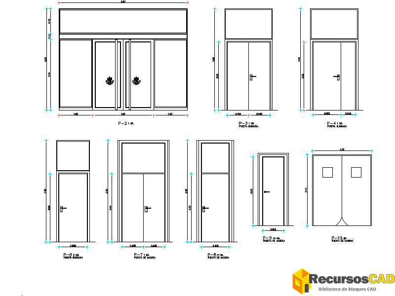 Bloques DWG de Puertas para AutoCAD 2D Gratis | Interiores, Exteriores, Acristaladas y Acotadas DWG AutoCAD