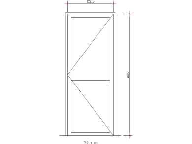 Bloques DWG de Puerta acristalado acotado