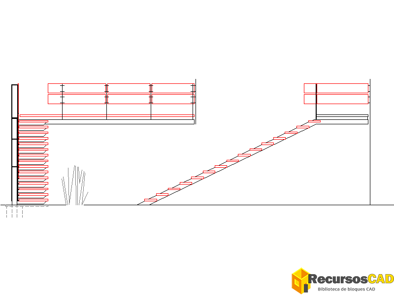 Descarga Bloques DWG: Desarrollo de Detalles de Escaleras en Plantas y ...