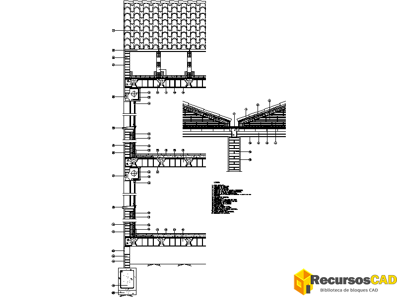 Detalle Constructiva desde Teja Cerámica hasta Hormigón de Limpieza