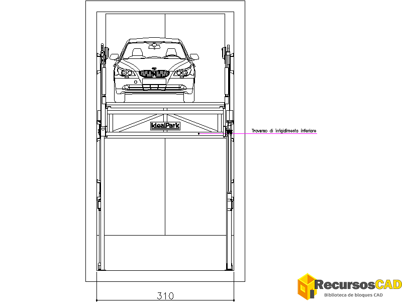 Bloques DWG de Montacargas de Vehículos vista alzado frontal