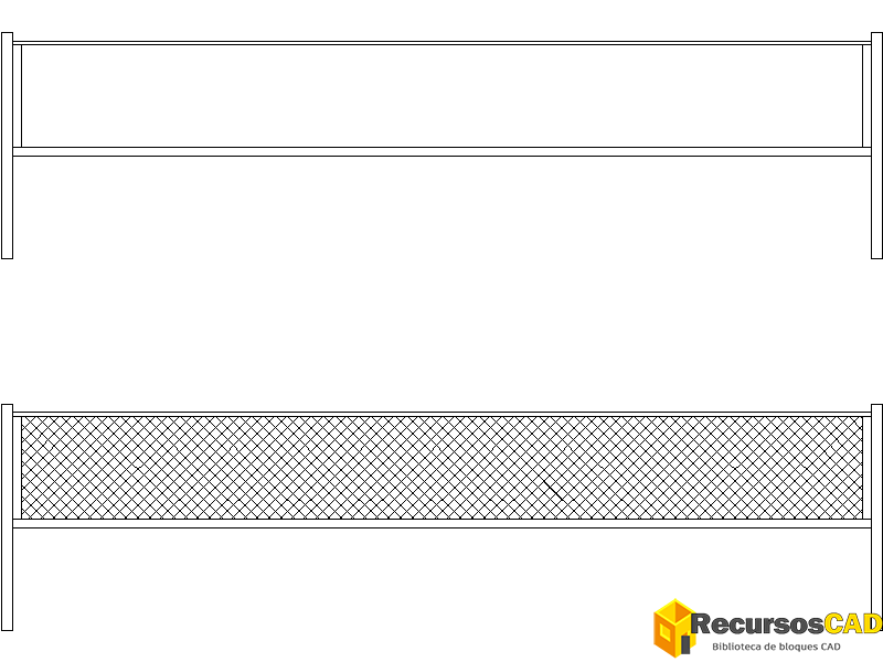 Bloques DWG de Red de Bádminton Altura 1.55m para AutoCAD 2D Gratis