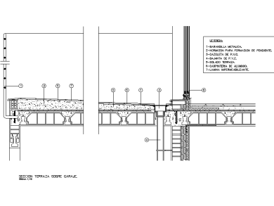 Detalles Constructivos: Sección Terraza sobre Garaje