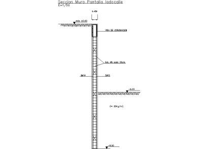 Bloques DWG de Sección de Muro Pantalla