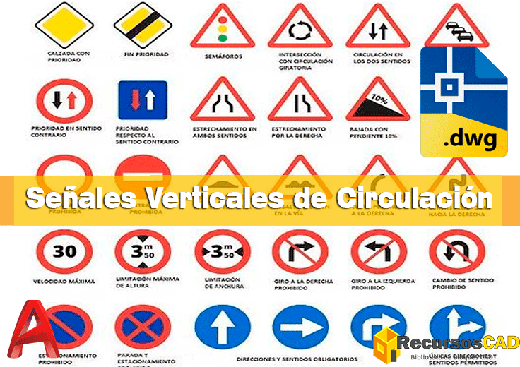Bloques DWG de Señales Verticales de Circulación para AutoCAD 2D ...