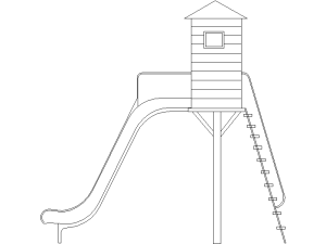 Bloque DWG de juegos infantiles tobogan con caseta