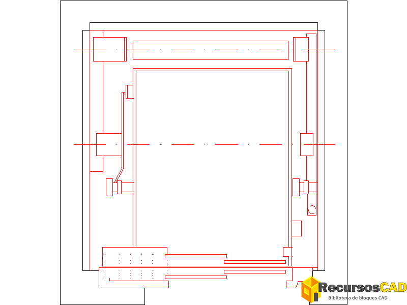 cabina de ascensor en vista de planta