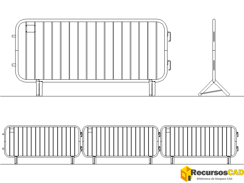 Bloques DWG de barreras de tráfico