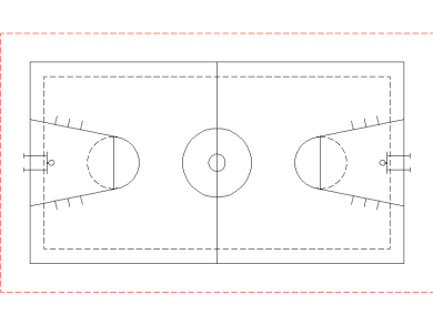 Bloques DWG de campo o canchas de baloncesto para AutoCAD 2D tipo 001