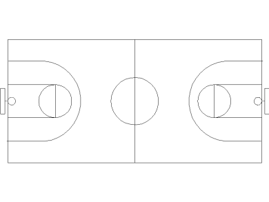 Bloques DWG de campo o canchas de baloncesto para AutoCAD 2D tipo 002