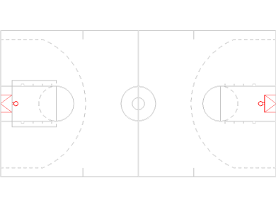 Bloques DWG de campo o canchas de baloncesto para AutoCAD 2D tipo 003