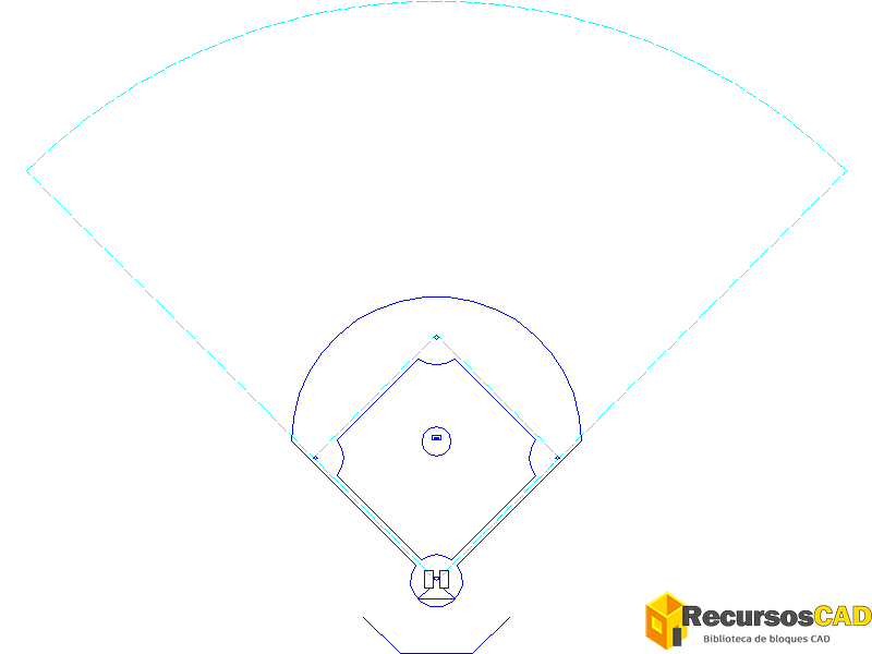 Descargar bloques DWG de canchas y campos de béisbol en planta