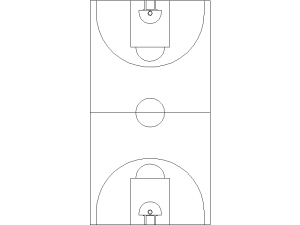 Descargar Cancha Baloncesto AutoCAD DWG Gratis – Plano 2D Deporte
