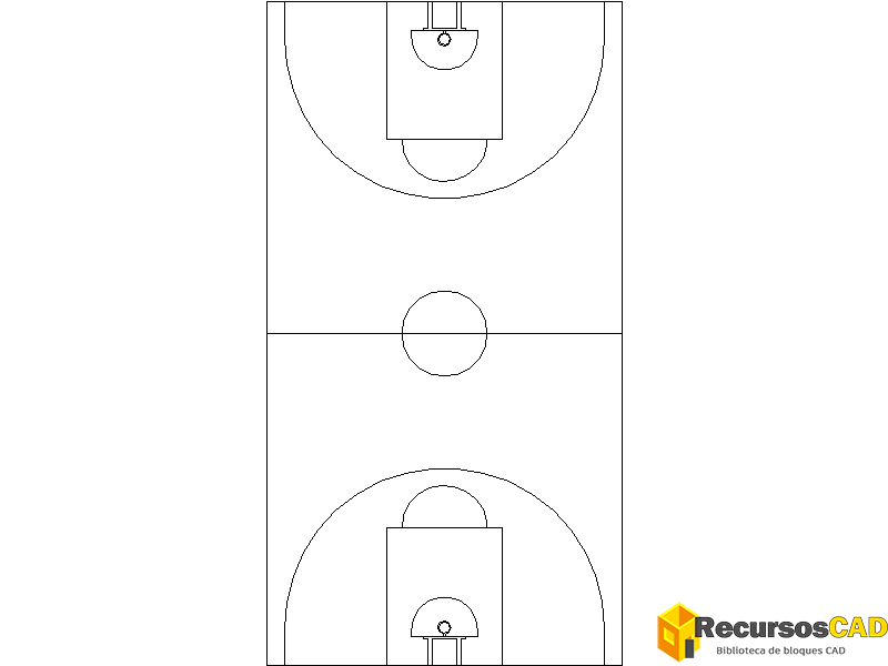 Bloques DWG de canchas de básquetbol