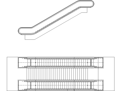 Bloques DWG de escalera mecánica doble