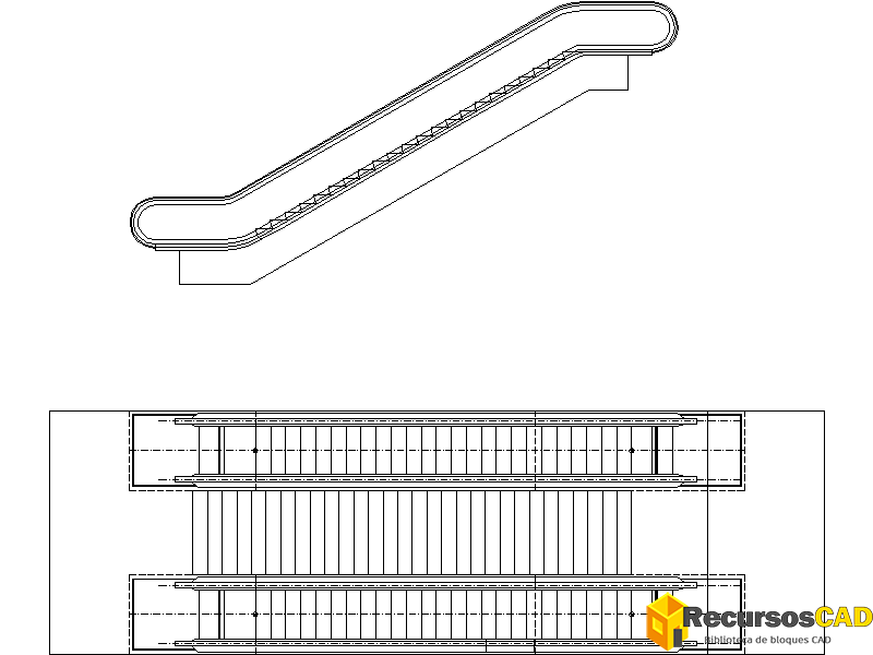 Bloques DWG de escalera mecánica doble