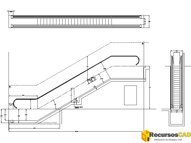 Bloques DWG escalera mecánica