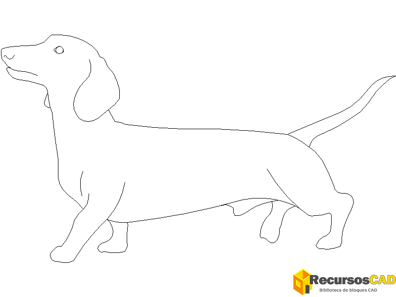descargar perro salchicha autocad dwg gratis en vista lateral 2D