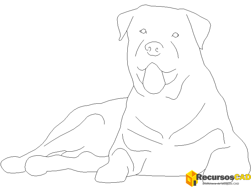 descargar perro rottweiler autocad dwg gratis en vista frontal CAD