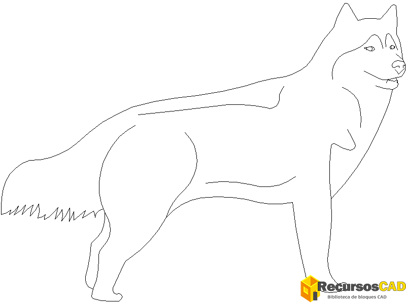 descargar perro husky autocad dwg gratis en vista lateral 2D