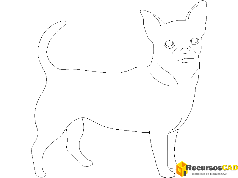 descargar perro chihuahua autocad dwg gratis en vista frontal 2D