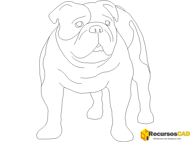 descargar perro bulldog autocad dwg gratis en vista frontal 2D