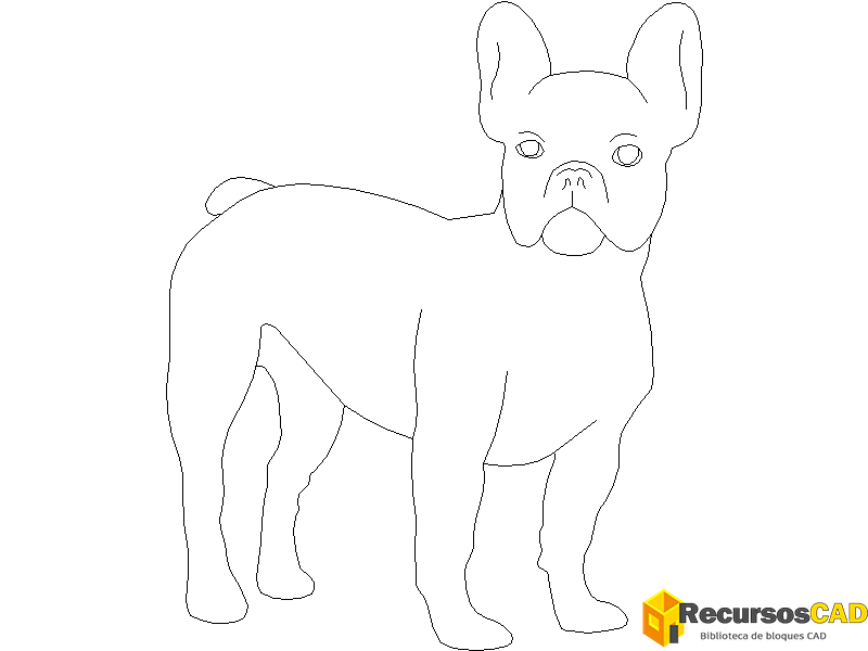 descargar perro bulldog frances autocad dwg gratis vista frontal 2D