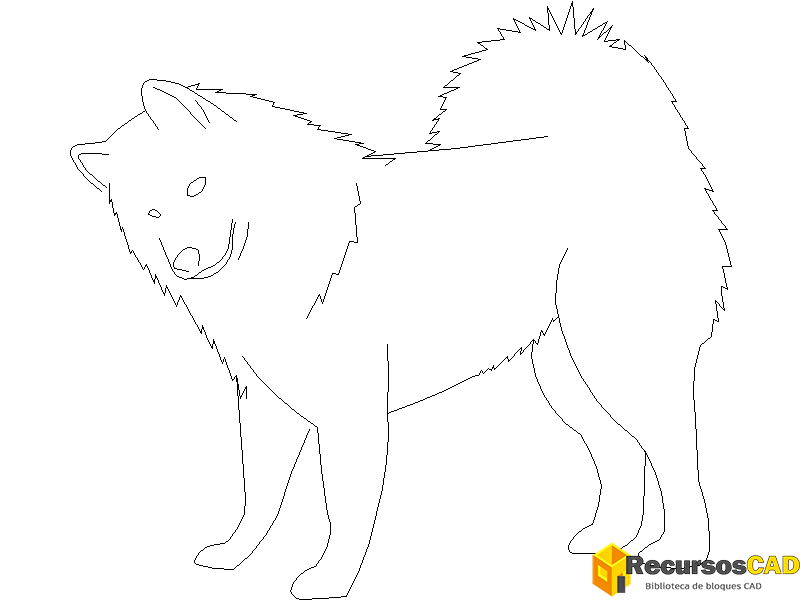 descargar perro spitz autocad dwg gratis en vista lateral 2D