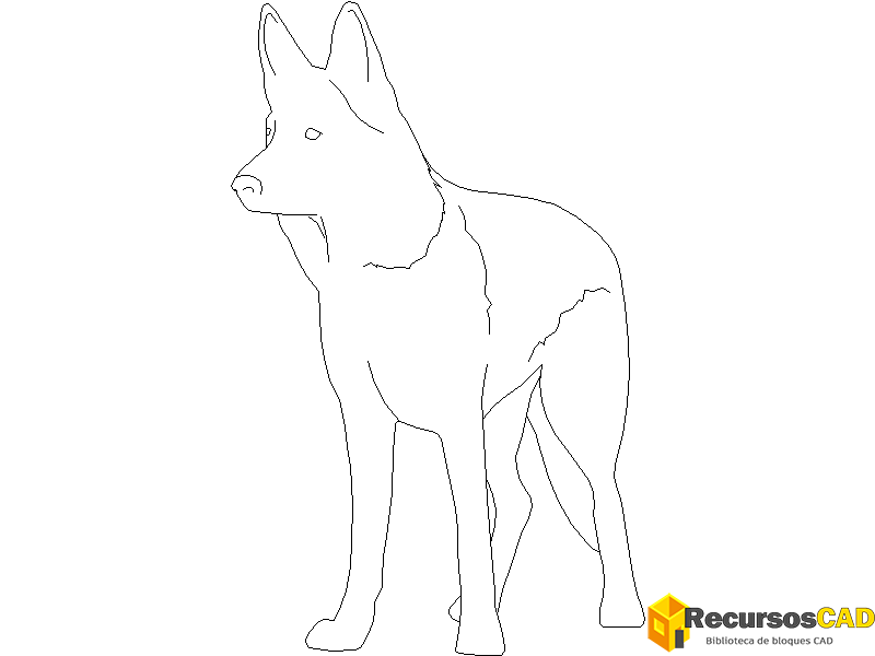 descargar perro pastor aleman autocad dwg gratis en vista lateral 2D