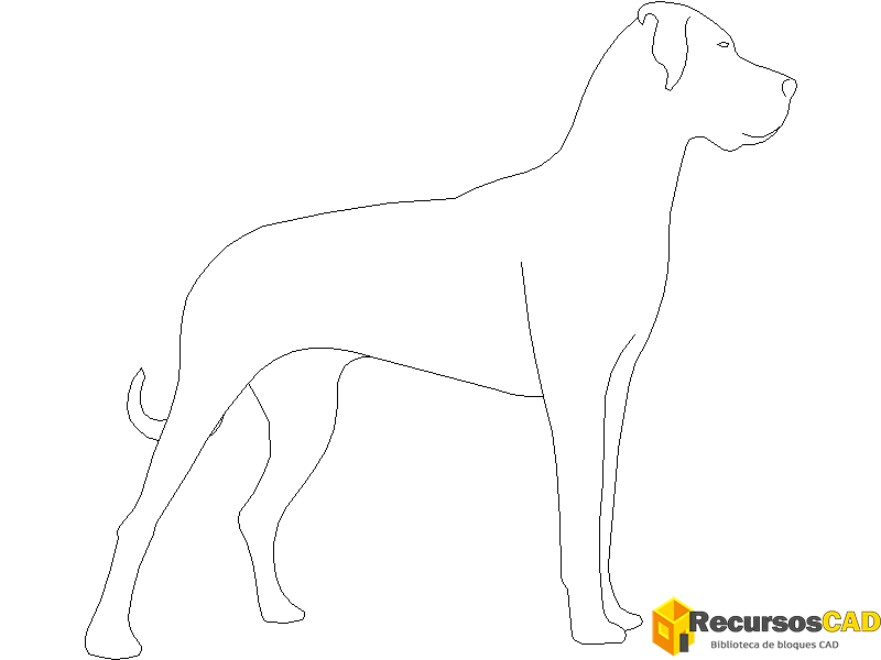 descargar perro gran danes autocad dwg gratis vista lateral bloque CAD