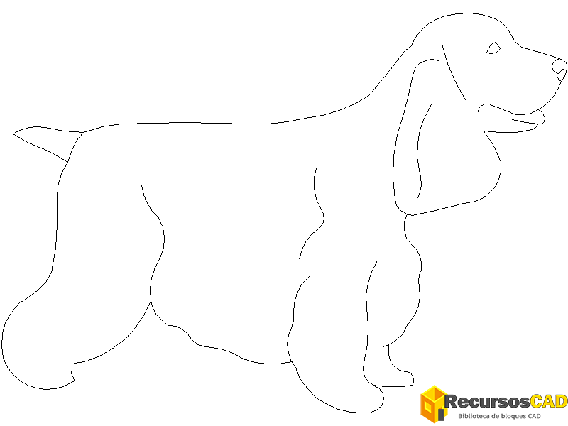 descargar perro cocker autocad dwg gratis en alzado lateral 2D
