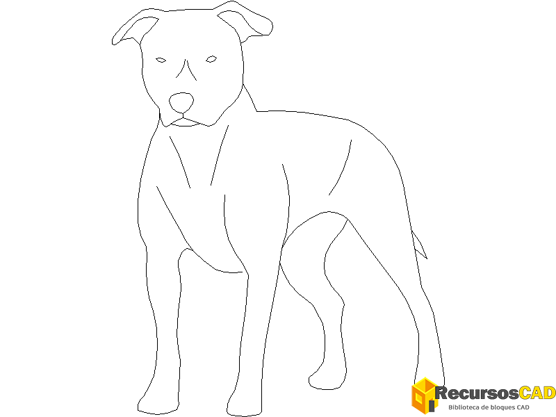 descargar perro pitbull autocad dwg gratis en vista lateral 2D