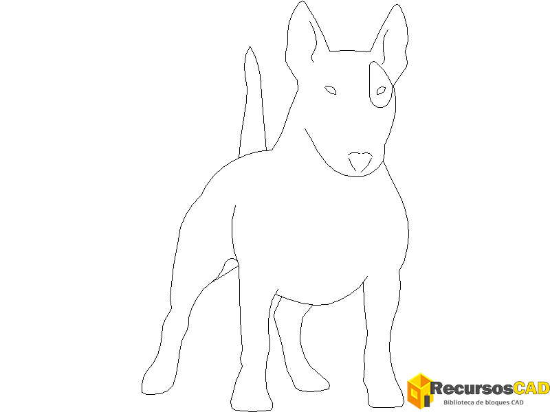 descargar perro bull terrier autocad dwg gratis en vista frontal 2D