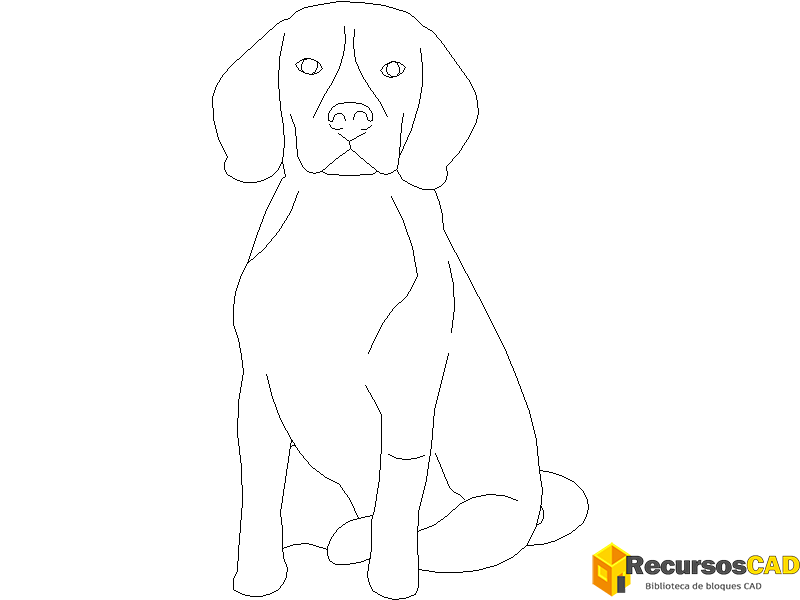 descargar perro beagle autocad dwg gratis en vista frontal 2D