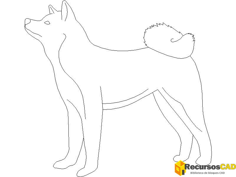 descargar perro akita autocad dwg gratis en vista lateral 2D