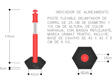 poste flexible delimitador para vialidad