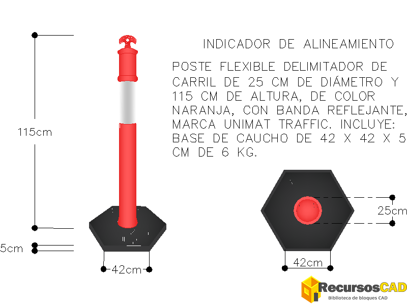 poste flexible delimitador para vialidad