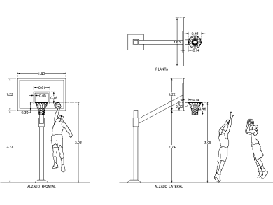 tablero y canasta de baloncesto