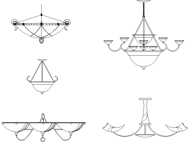 3 candelabros hacia arriba y 2 en el centro