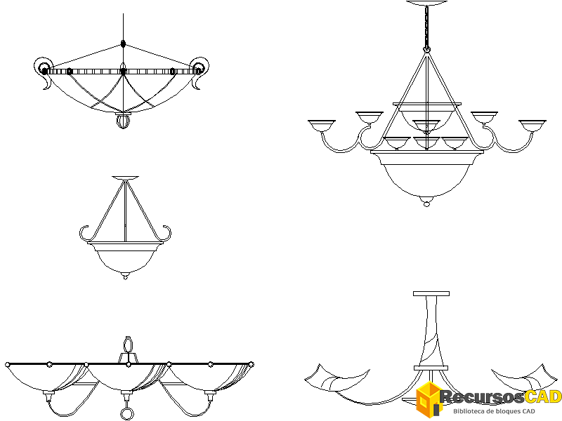 3 candelabros hacia arriba y 2 en el centro