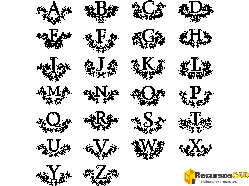 Antiguo Alfabeto Inglés Floral